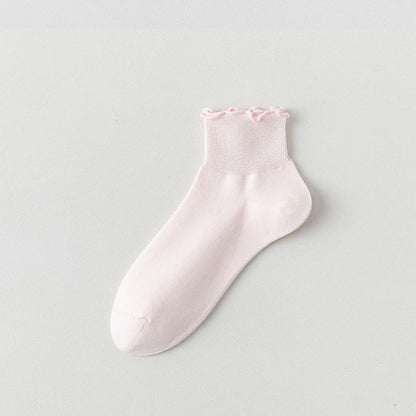 Laciness Solid Color Ankle Socks(10 Pairs) - Light Pink - EU36-40(US3-7) - image 13