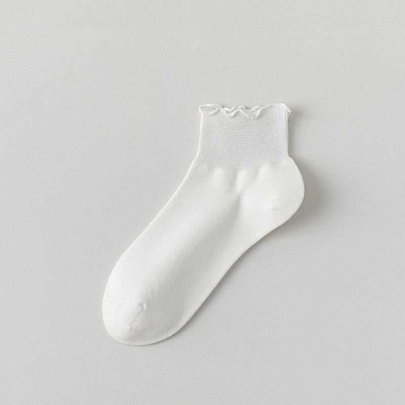 Laciness Solid Color Ankle Socks(10 Pairs) - White - EU36-40(US3-7) - image 10