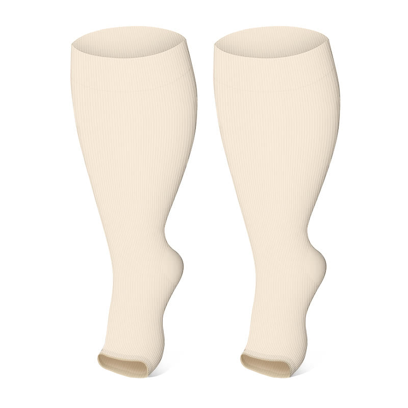 Plus Size Polka Dots Open Toe Compression Socks(3 Pairs) - image 3