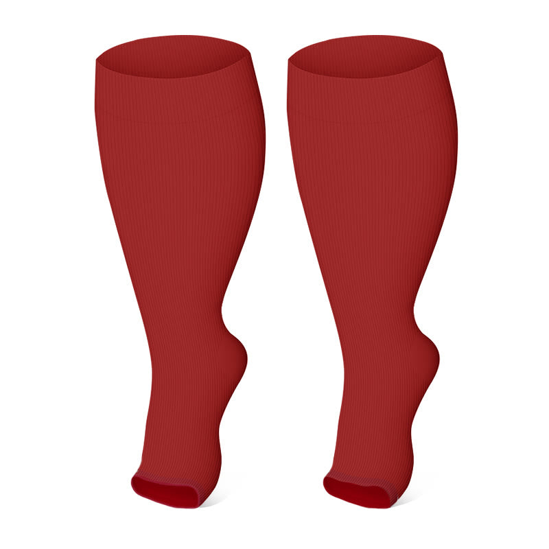 Plus Size Polka Dots Open Toe Compression Socks(3 Pairs) - image 3