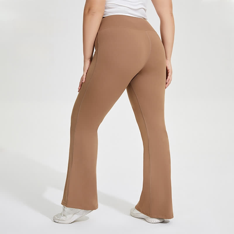 Solid Color Stretchy Yoga Flare Pants - image 2