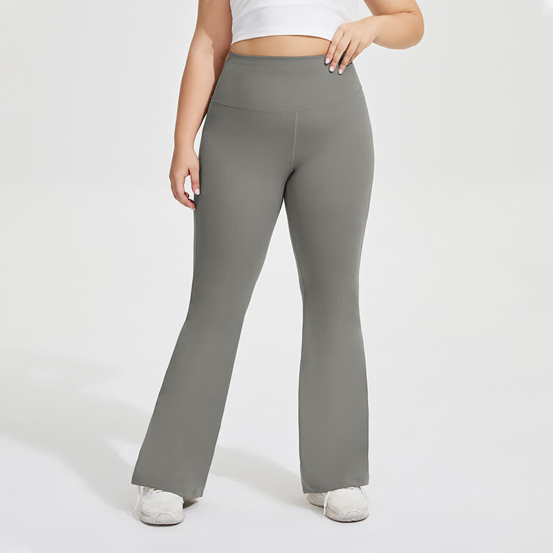 Solid Color Stretchy Yoga Flare Pants - image 7