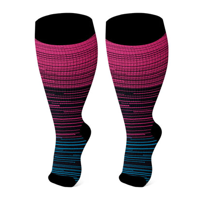 Plus Size Open Toe Compression Socks(3 Pairs) - Rose - 4XL - image 3
