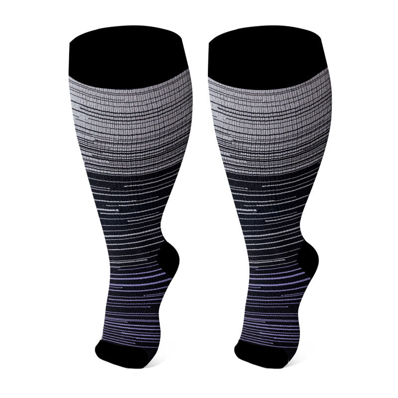 Plus Size Open Toe Compression Socks(3 Pairs) - Purple - 4XL - image 2