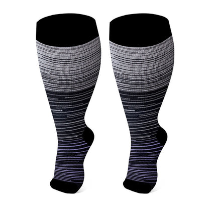 Plus Size Open Toe Compression Socks(3 Pairs) - Purple - 4XL - image 2