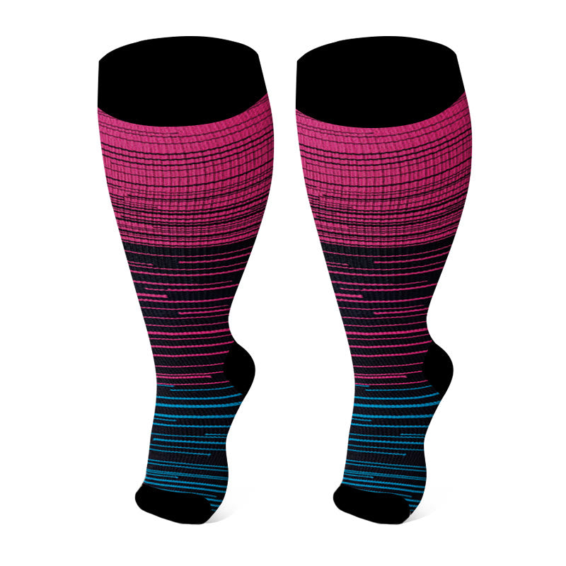 Plus Size Open Toe Compression Socks(3 Pairs) - Rose - 4XL - image 3