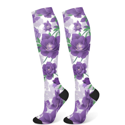 Purple Flower Series Compression Socks(3 Pairs) - Purple(1 Pair) - S/M - image 7