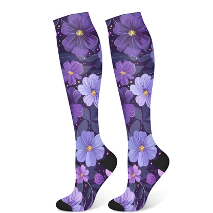 Purple Flower Series Compression Socks(3 Pairs) - Dark Purple(1 Pair) - S/M - image 5