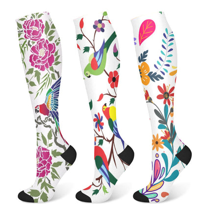 Flower Parrot Compression Socks(3 Pairs)