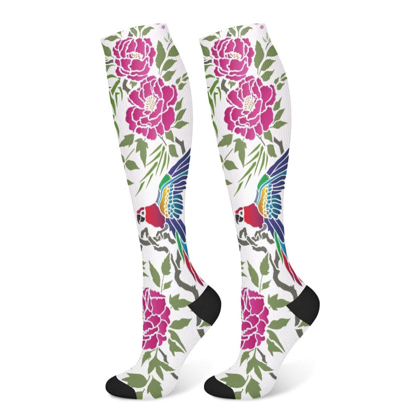 Flower Parrot Compression Socks(3 Pairs)