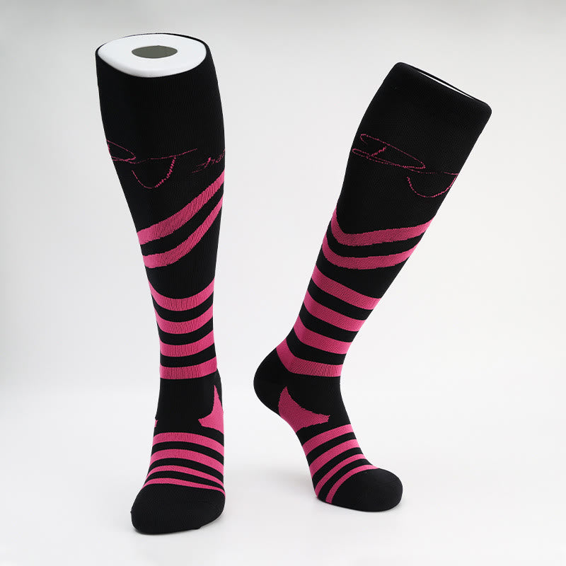 Letter Stripes Compression Socks(5 Pairs) - Rose - EU40-46(US7-12) - image 4