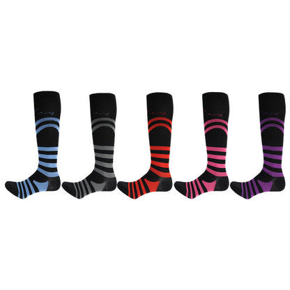Letter Stripes Compression Socks(5 Pairs) - Multicolor - EU40-46(US7-12) - image 0