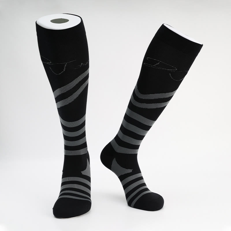 Letter Stripes Compression Socks(5 Pairs) - Grey - EU40-46(US7-12) - image 2