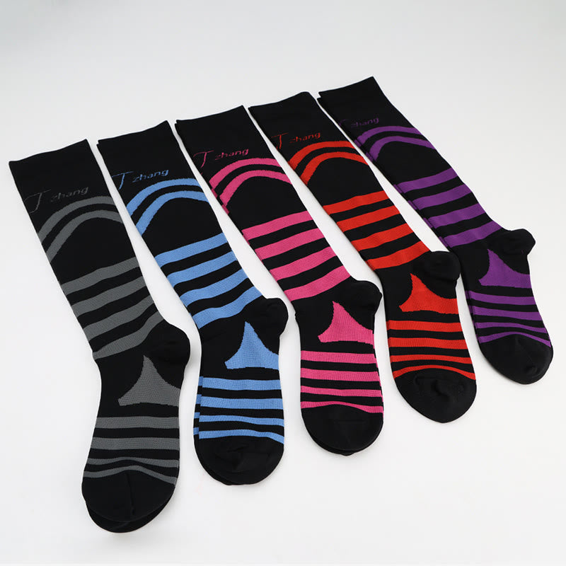 Letter Stripes Compression Socks(5 Pairs) - image 6