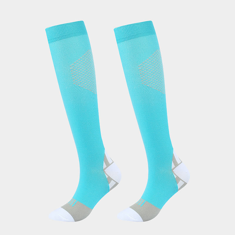 Honeycomb Color Matching Compression Socks(4 Pairs) - Light Blue - EU38-41(US8-11) - image 7