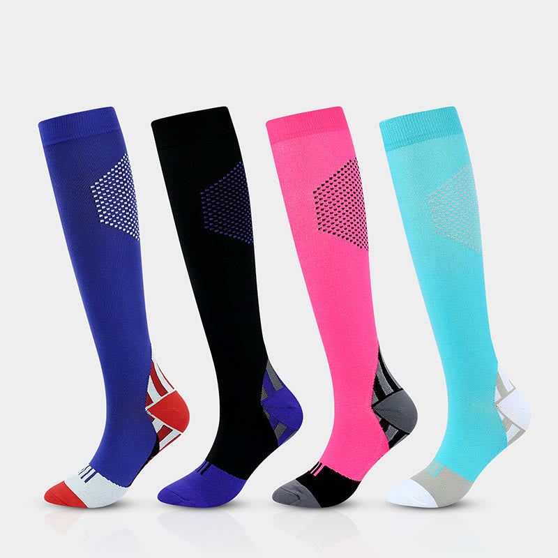 Honeycomb Color Matching Compression Socks(4 Pairs) - Multicolor - EU38-41(US8-11) - image 0