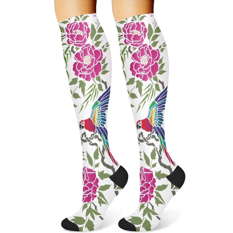 Flower Parrot Compression Socks(3 Pairs)