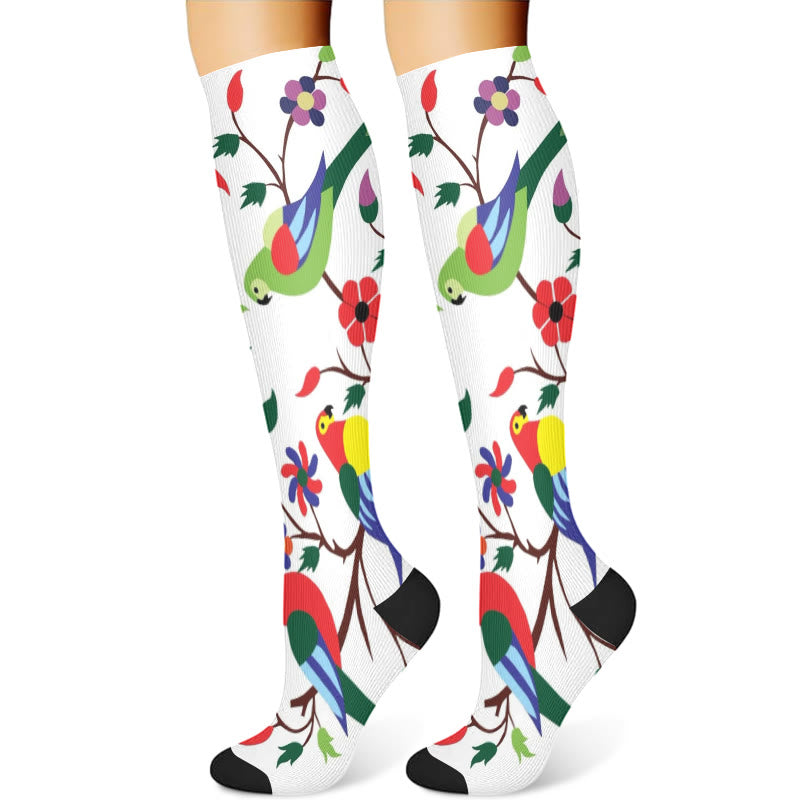 Flower Parrot Compression Socks(3 Pairs)