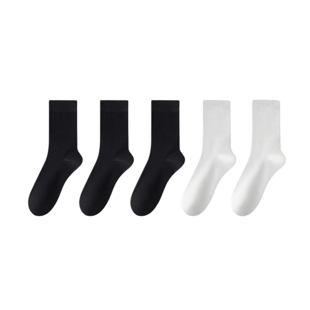 Stylish Cotton Quarter Socks(5 Pairs) - Black*3+White*2 - EU39-45(US6-11) - image 14