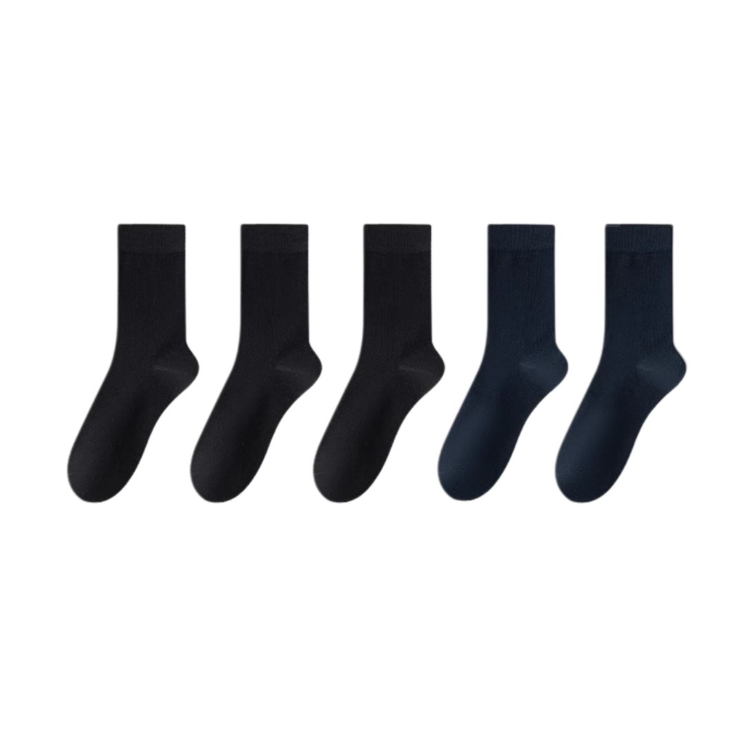 Stylish Cotton Quarter Socks(5 Pairs) - Black*3+Navy Blue*2 - EU39-45(US6-11) - image 16