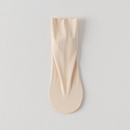 Ice Silk Solid Color Quarter Socks(6 Pairs) - Nude - EU39-44(US6-10) - image 8