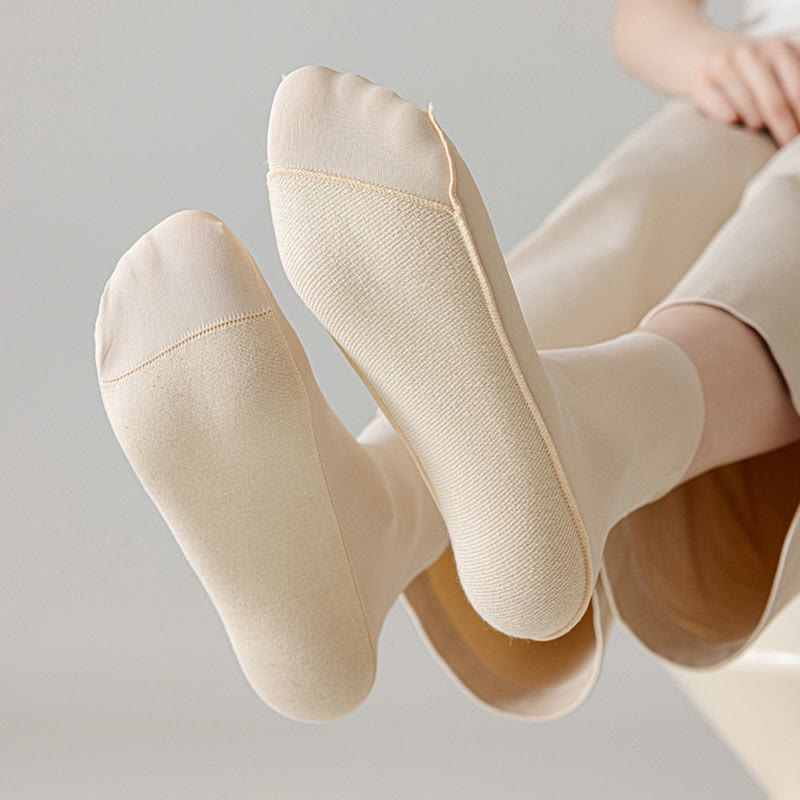 Ice Silk Solid Color Quarter Socks(6 Pairs) - image 4
