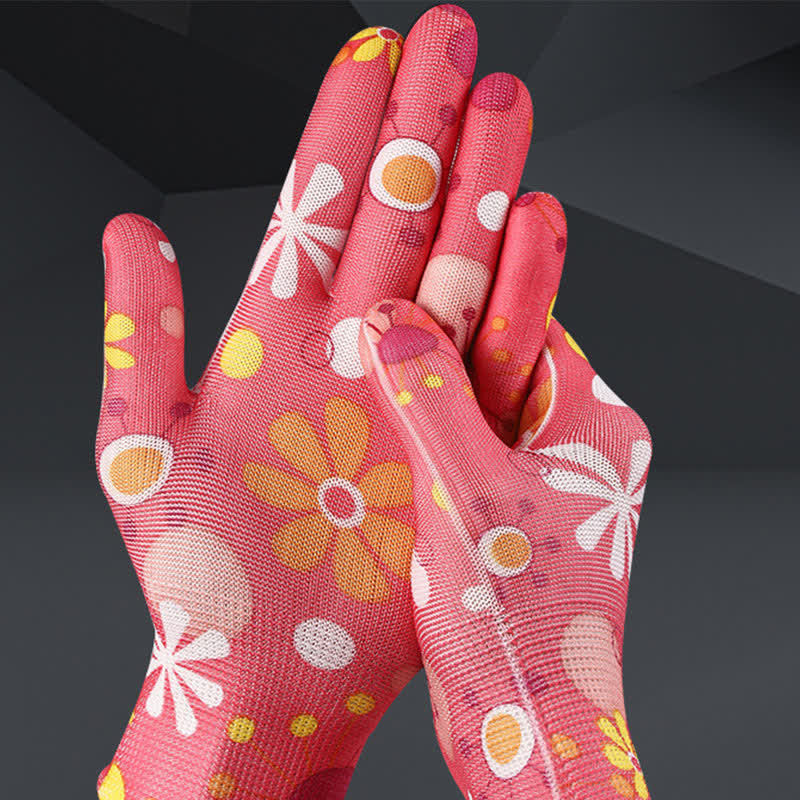 Nylon Knit Printed Gardening Work Gloves(12 Pairs) - image 1
