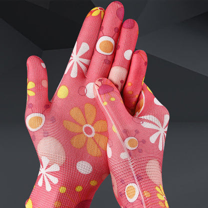 Nylon Knit Printed Gardening Work Gloves(12 Pairs) - image 1