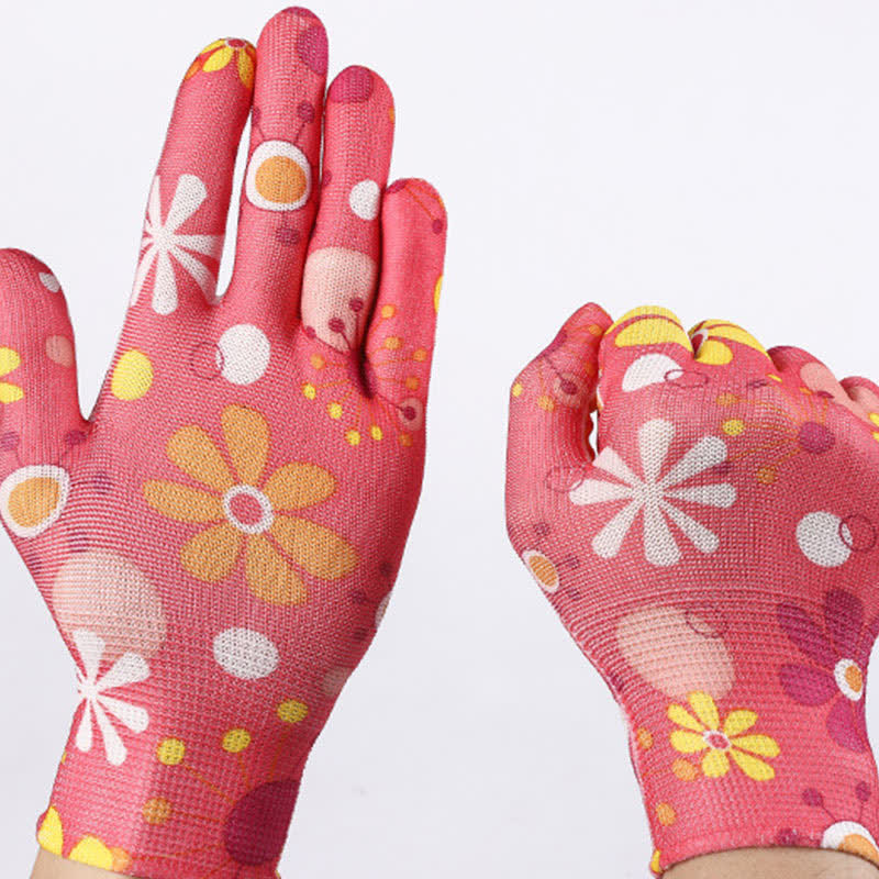Nylon Knit Printed Gardening Work Gloves(12 Pairs) - image 1
