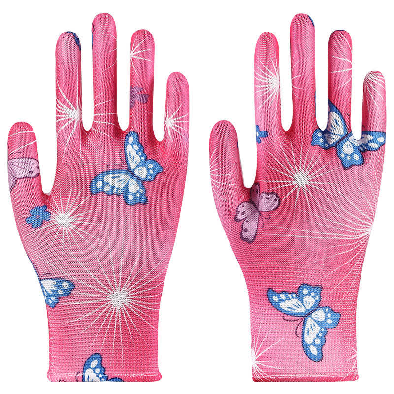 Nylon Knit Printed Gardening Work Gloves(12 Pairs) - Pink - One Size - image 12
