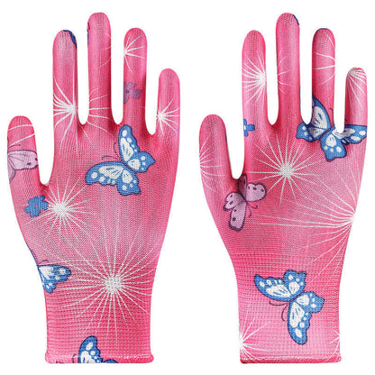 Nylon Knit Printed Gardening Work Gloves(12 Pairs) - Pink - One Size - image 12