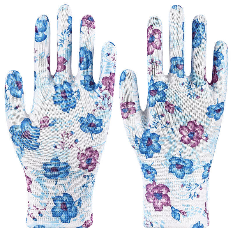 Nylon Knit Printed Gardening Work Gloves(12 Pairs) - Blue - One Size - image 11