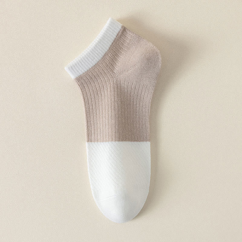 Casual Cotton Solid Color Ankle Socks(6 Pairs) - Khaki - EU39-44(US6-10) - image 14