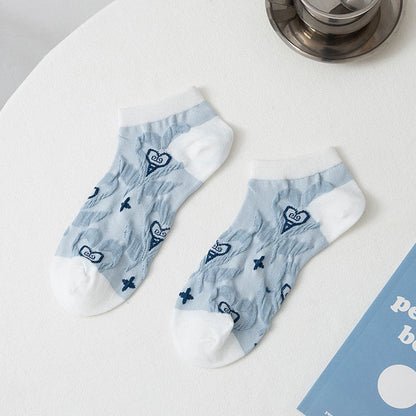 Blue Flowers Ankle Socks(5 Pairs) - image 3