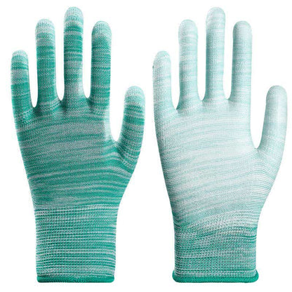Striped Wear-resistant Non-slip Protective Work Gloves(24 Pairs) - Green - L - image 12