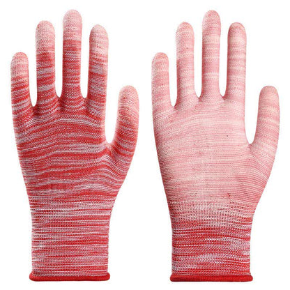 Striped Wear-resistant Non-slip Protective Work Gloves(24 Pairs) - Red - L - image 11