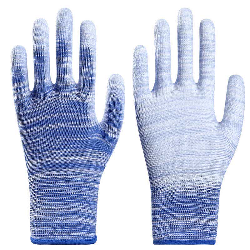 Striped Wear-resistant Non-slip Protective Work Gloves(24 Pairs) - Blue - L - image 9