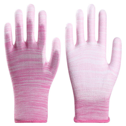 Striped Wear-resistant Non-slip Protective Work Gloves(24 Pairs) - Pink - L - image 10