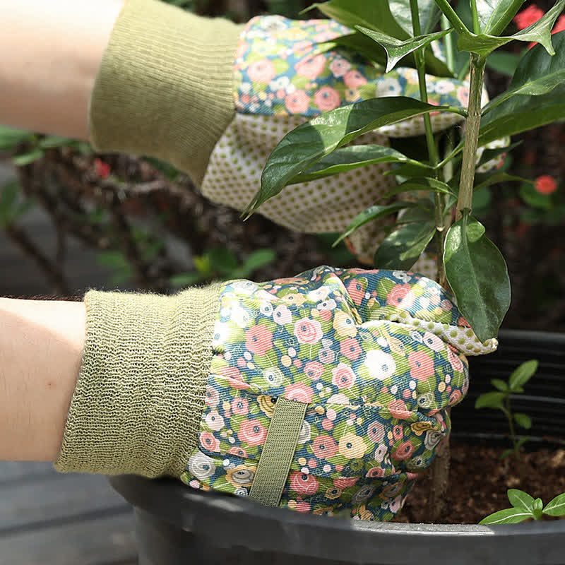 Flower Print Gardening Work Protective Gloves(3 Pairs) - image 1