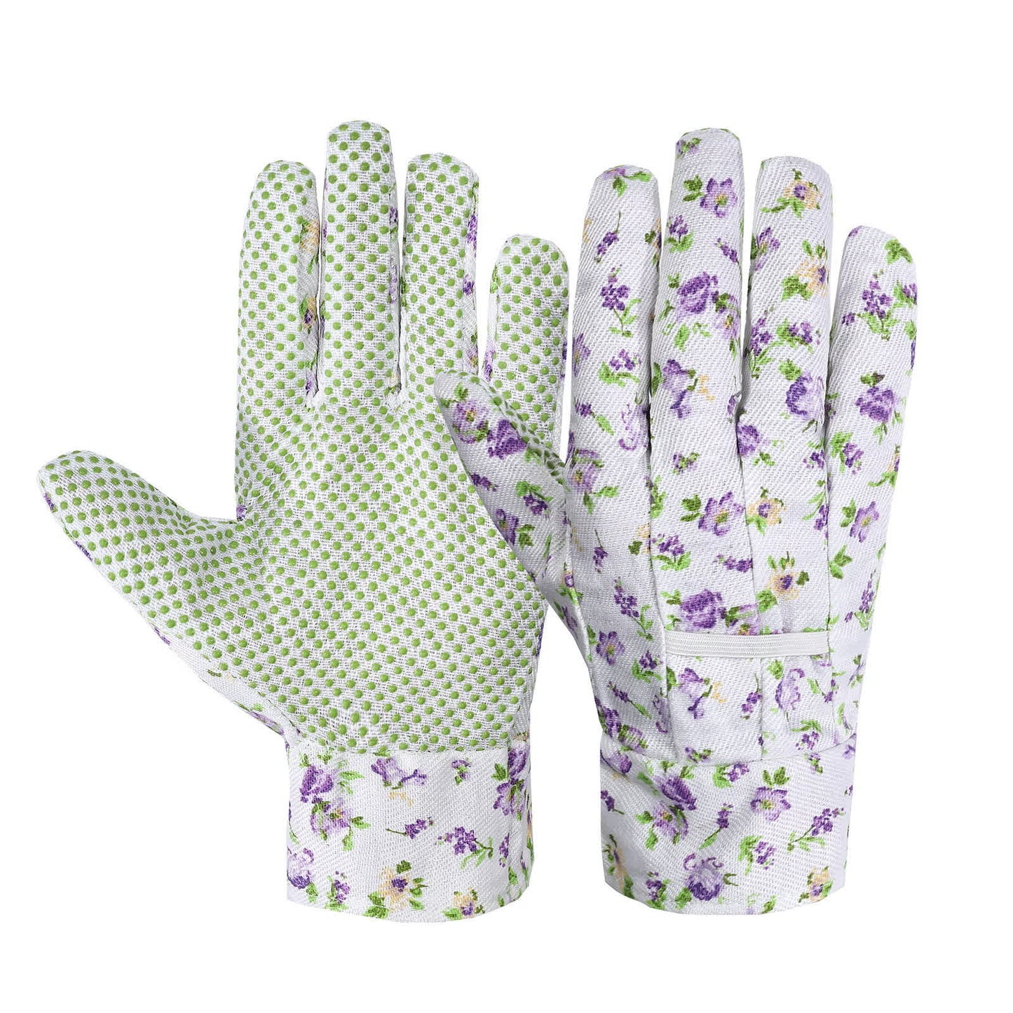 Elegant Floral Print Garden Gloves(3 Pairs) - Purple - One Size - image 3
