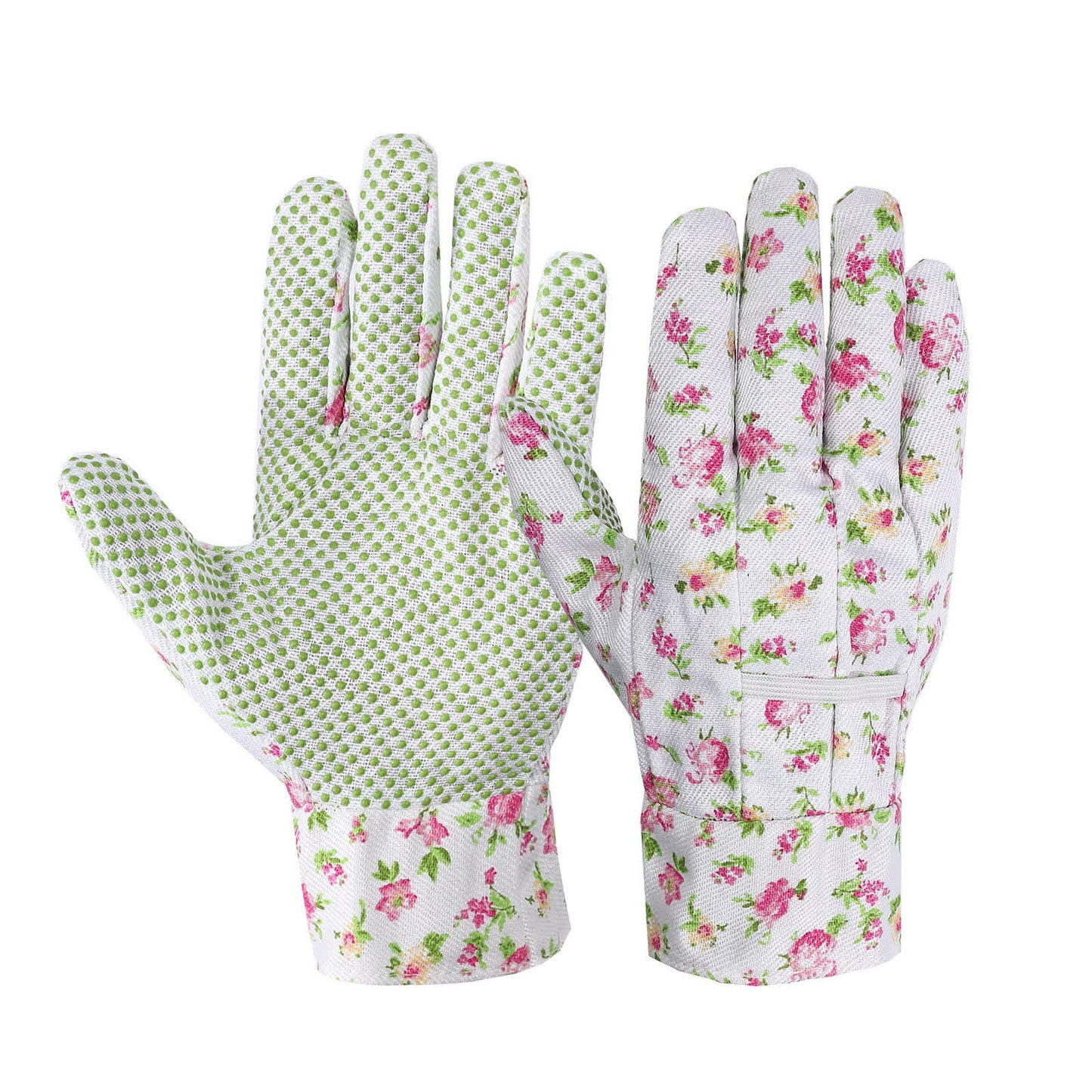 Elegant Floral Print Garden Gloves(3 Pairs) - Pink - One Size - image 1