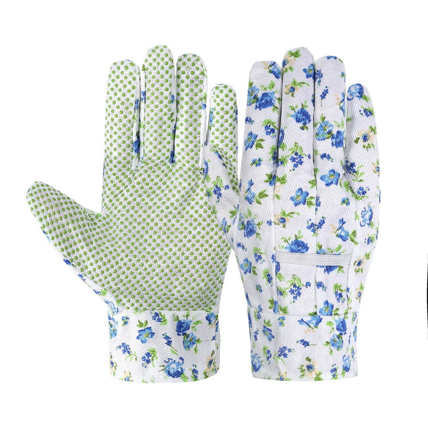 Elegant Floral Print Garden Gloves(3 Pairs) - Blue - One Size - image 2