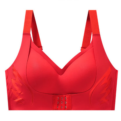 Adjustable Front Closure Wireless Lift Bra - Red - 6XL - image 17