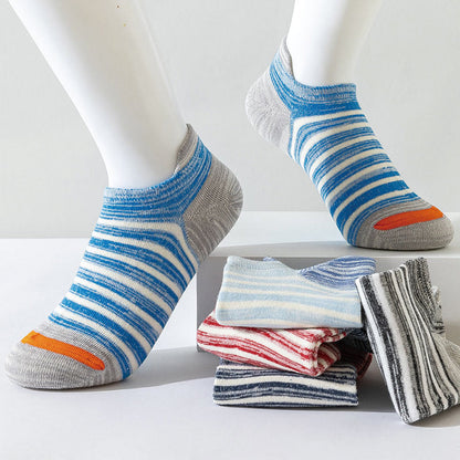 Plus Size Cotton Stripe Ankle Socks(5 Pairs) - image 2