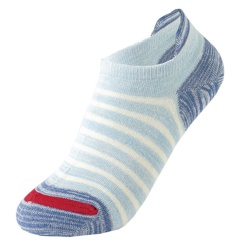 Cotton Stripe Ankle Socks(5 Pairs) - Blue - EU39-44(US6-10) - image 3