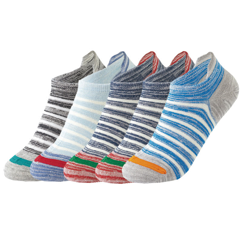 Cotton Stripe Ankle Socks(5 Pairs) - Multicolor - EU39-44(US6-10) - image 0