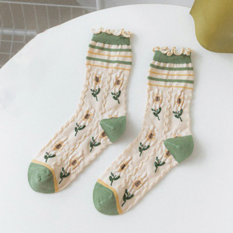 Forest Flower Stamens Quarter Socks(5 Pairs) - image 12