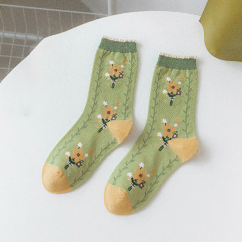 Forest Flower Stamens Quarter Socks(5 Pairs) - image 13