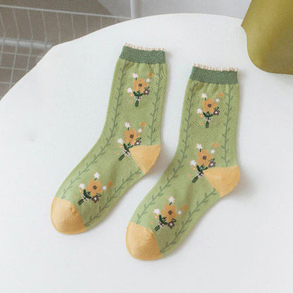 Forest Flower Stamens Quarter Socks(5 Pairs) - image 13