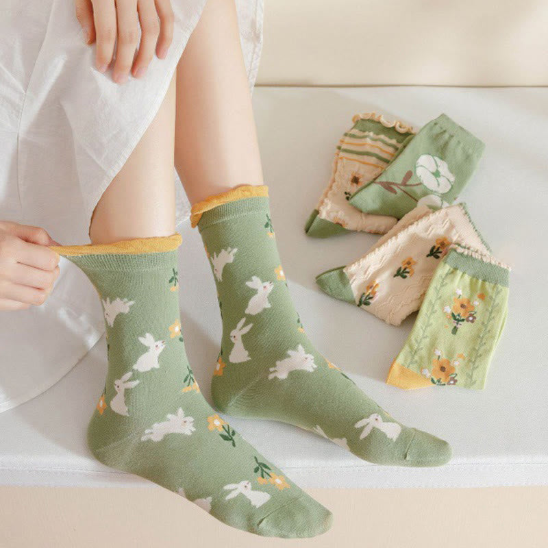 Forest Flower Stamens Quarter Socks(5 Pairs) - image 5